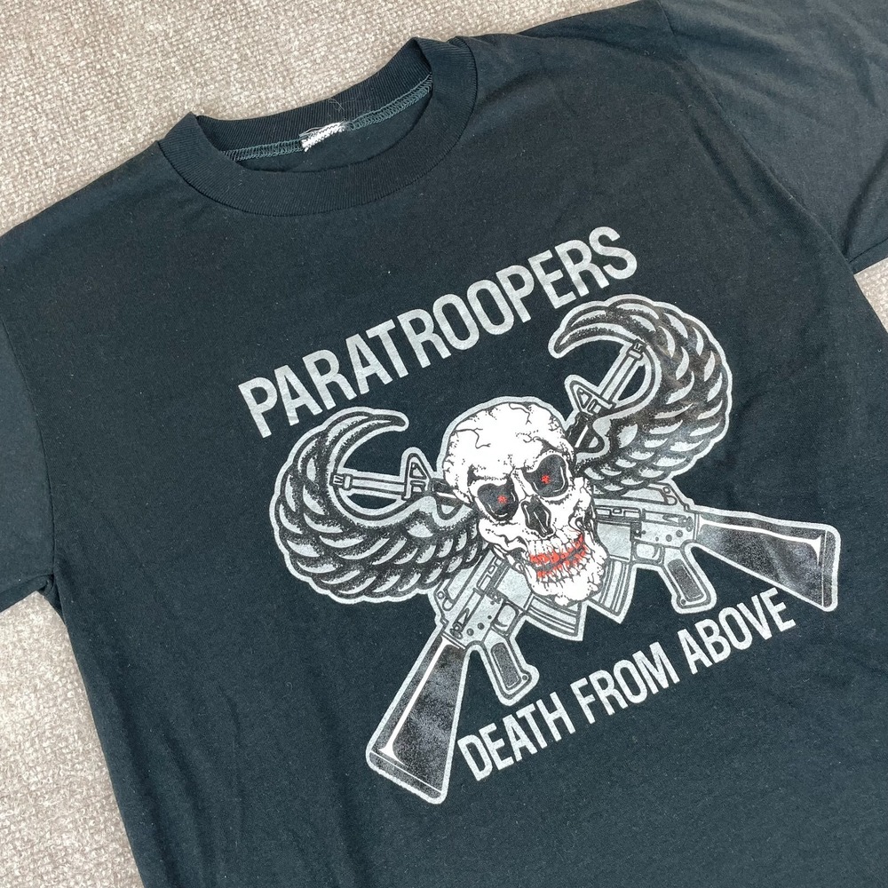 Paratroopers Death From Above T Shirt‎ Men Small Black Graphic Single Stitch